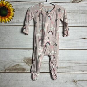 Bestaroo 0-3 Months Rainbow Star Print Modal Footed One Piece Pajamas Romper